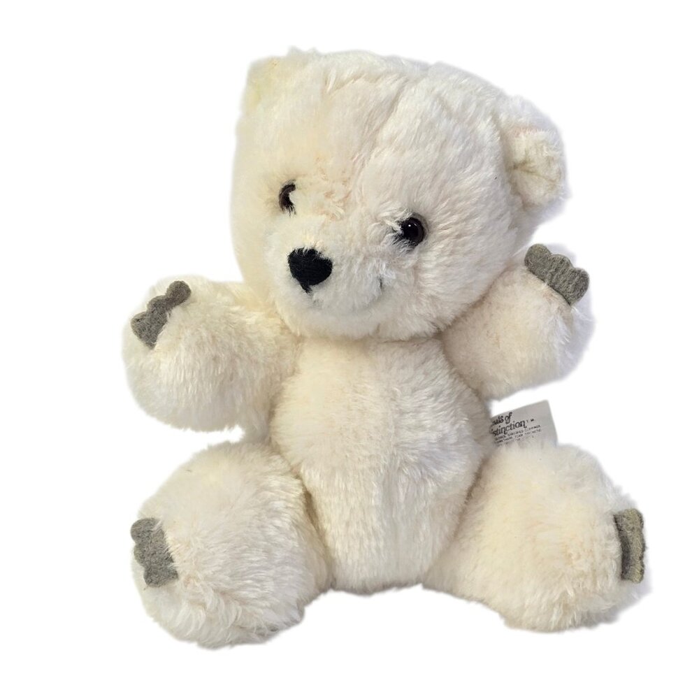 Knickerbocker Teddy Bear White Plush Stuffed Animals of Distinction Toy Vintage
